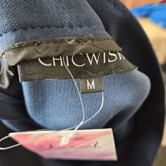 ChicWish A-Line Midi Flare out Skirt w/ Pockets NWT Womens Navy Blue Size Medium - Picture 6 of 8